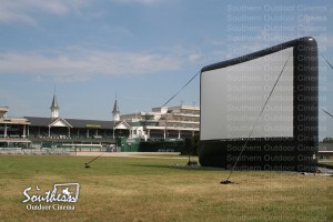 Outdoor Movie Screen setup at Church Hill Downs.