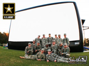 Outdoor movie at military base