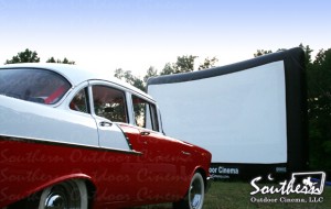 Drive-In Theater with Inflatable Movie Screen.