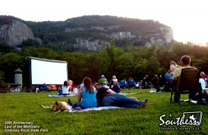 Outdoor Movie showing of Last of the Mohicans at Chimney Rock