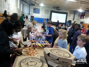 Concessions at indoor movie night at school